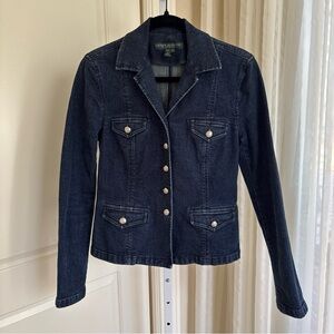 LAUREN RALPH LAUREN Jean Jacket Dark Wash Stretch Moto Size Small